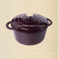 Casserole en fonte d&#39;émaillage ronde avec boutons de fonte 24cm